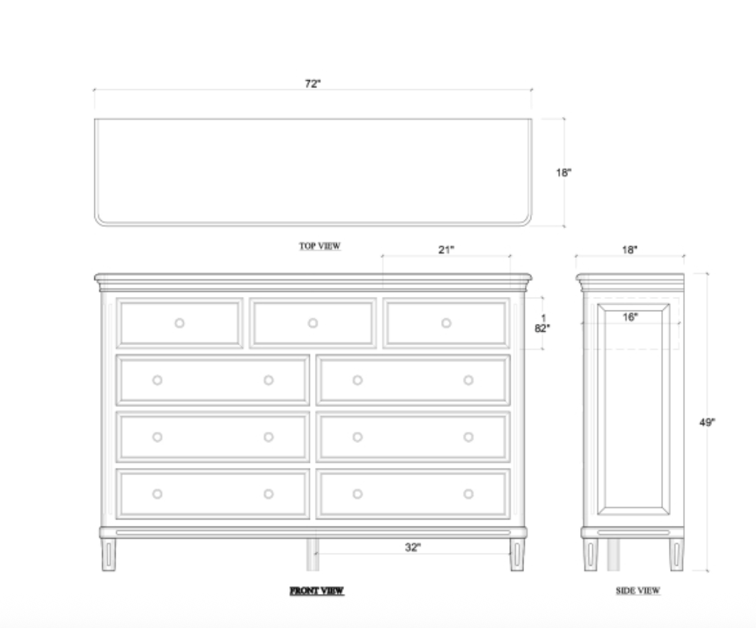 Haywood 72" Mahogany 9 Drawer Dresser - Fruitwood