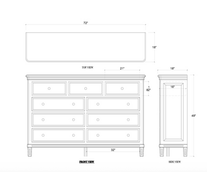 Haywood 72" Mahogany 9 Drawer Dresser - Fruitwood