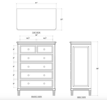 Haywood 41" Mahogany 6 Drawer Chest- Fruitwood