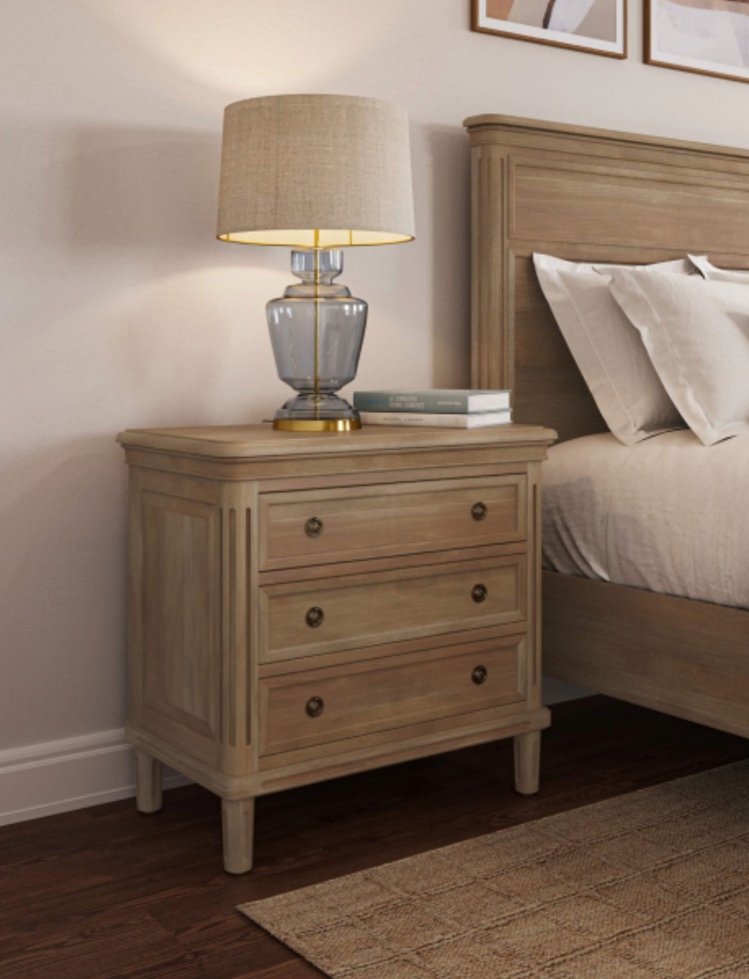 Haywood 34" Mahogany 3 Drawer Nightstand- Fruitwood