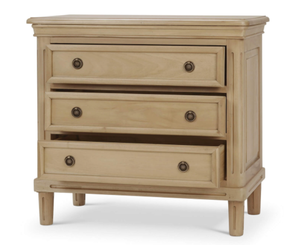 Haywood 34" Mahogany 3 Drawer Nightstand- Fruitwood