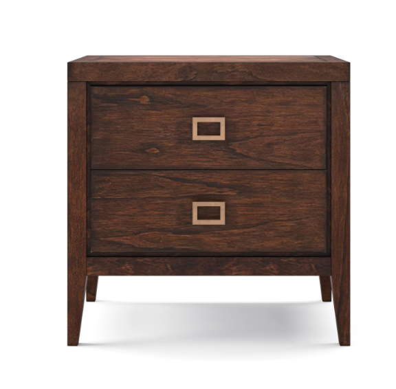 Sussex 30" 2 Drawer Nightstand - Antique Brown + Brass