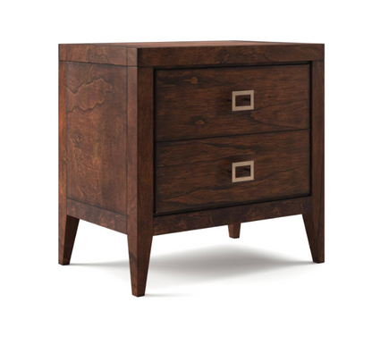Sussex 30" 2 Drawer Nightstand - Antique Brown + Brass