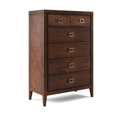Sussex 40" 6 Drawer Chest - Antique Brown + Brass