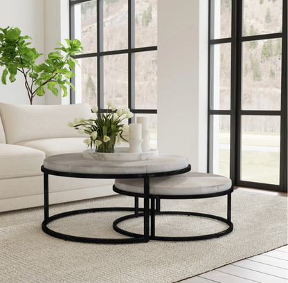 Abilene 40" Nesting Tables - Sparrow Gray + Iron