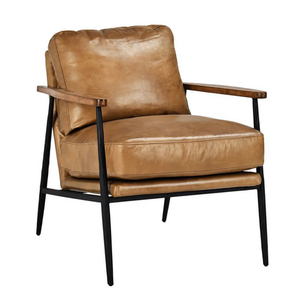 Kristoff Top Grain Leather Club Chair - Saddle