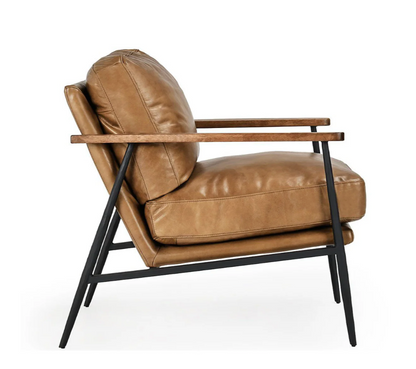 Kristoff Top Grain Leather Club Chair - Saddle