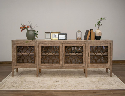 Mandalay 107" Reclaimed Pine 4 Door Sideboard - Light Natural