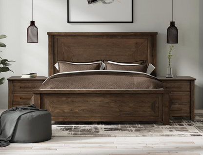 Newton Poplar Queen Bed - Warm Oak