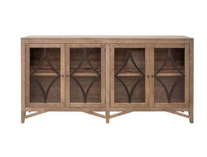 San Mated 80" Reclaimed Pine 4 Door Sideboard - Light Distressed