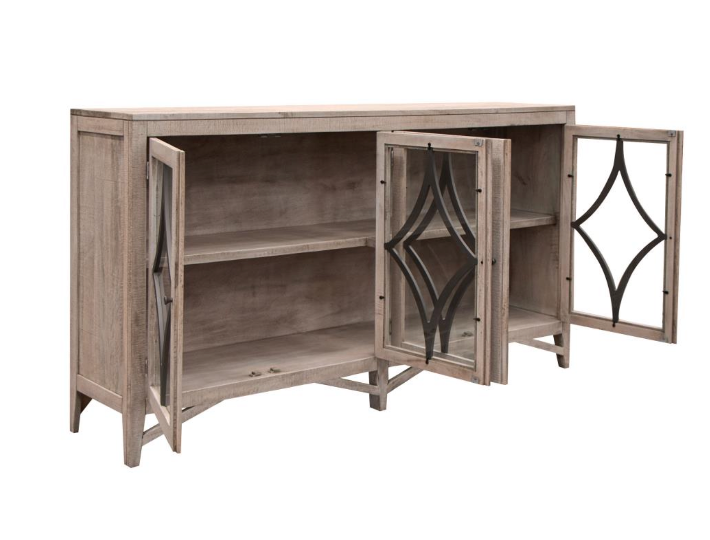 San Mated 80" Reclaimed Pine 4 Door Sideboard - Light Distressed