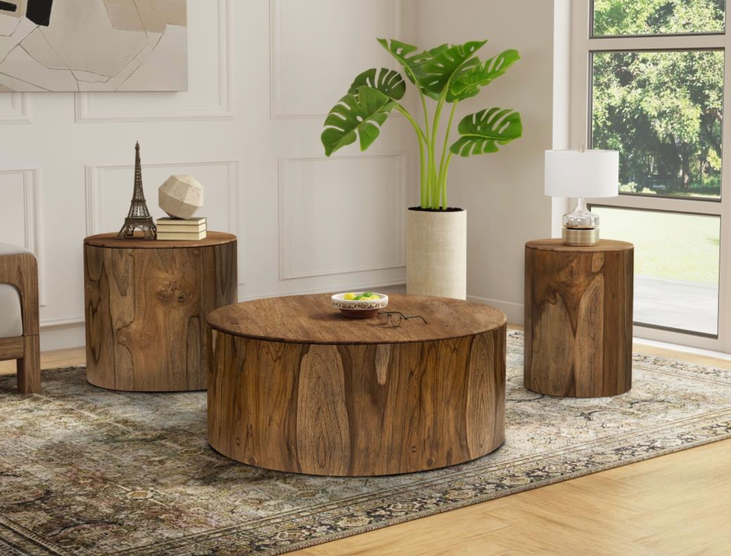 Bertram 42" Teak Round Coffee Table - Natural