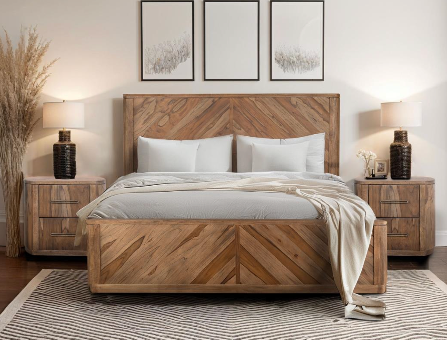 Bertram 29" Teak 2 Drawer Nightstand - Natural