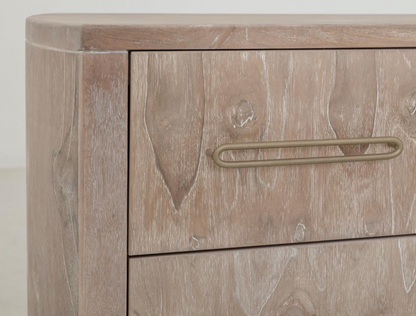 Bertram 70" Teak 7 Drawer Console Table - Driftwood