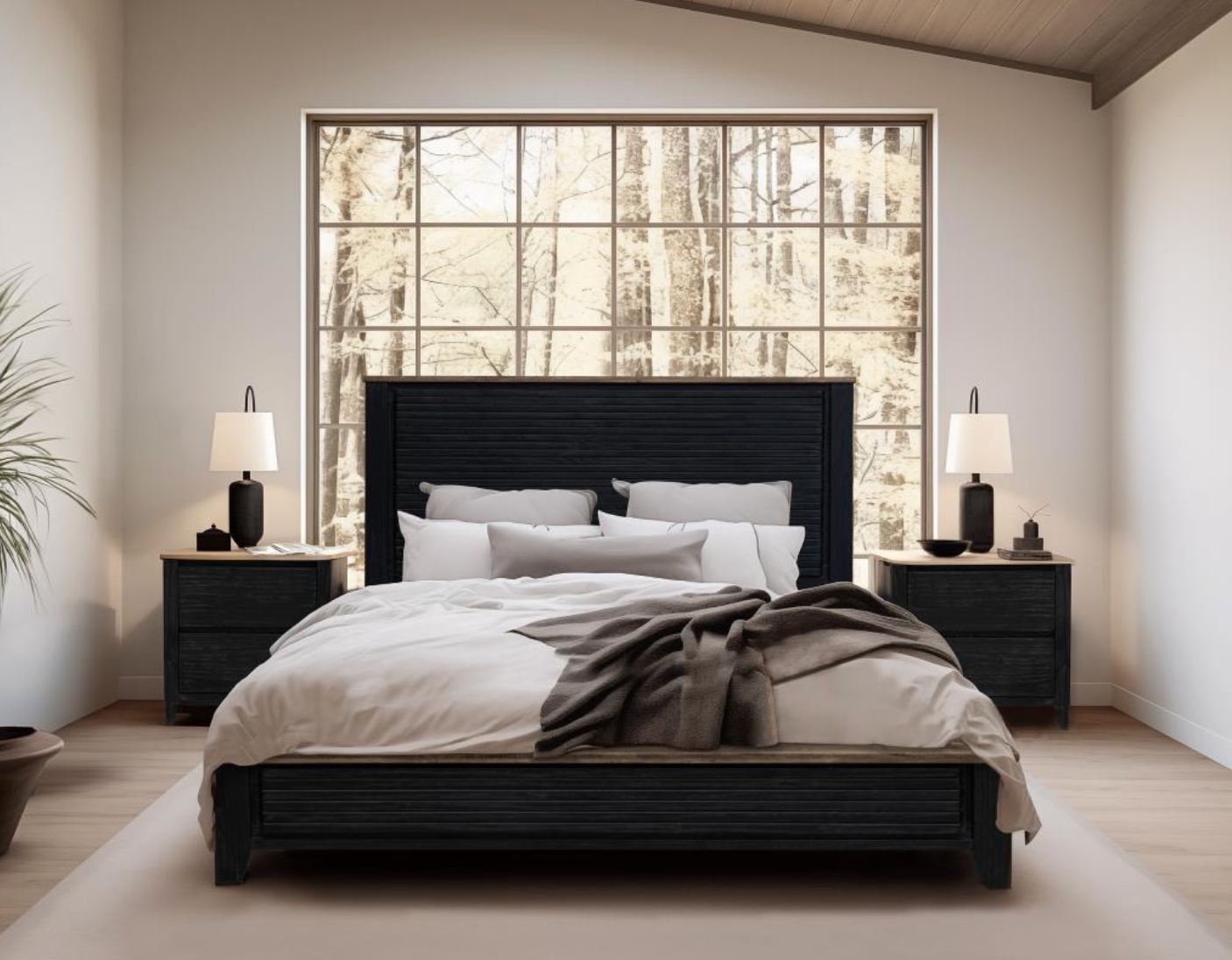 Etowah 17" 2 Drawer Nightstand - Ebony