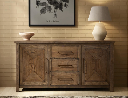 Newton 69" Poplar 3 Drawer Sideboard- Warm Oak