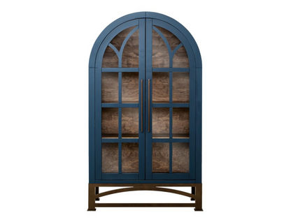 Clarksburg 42" Oval Pine + Glass Cabinet - Deep Blue