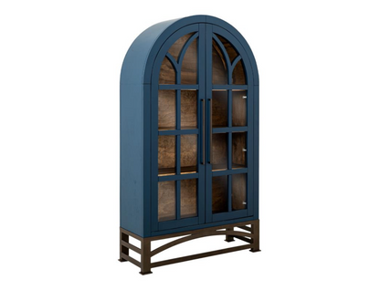Clarksburg 42" Oval Pine + Glass Cabinet - Deep Blue