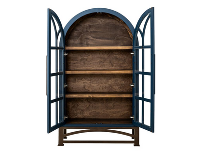 Clarksburg 42" Oval Pine + Glass Cabinet - Deep Blue