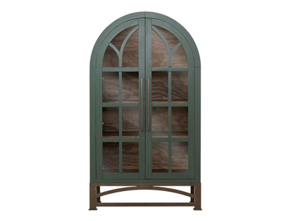 Clarksburg 42" Oval Pine + Glass Cabinet - Sage Green
