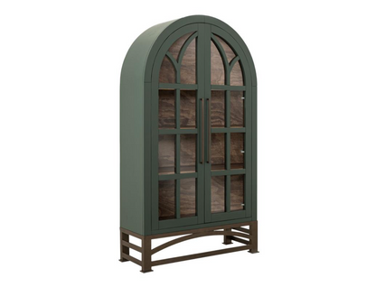 Clarksburg 42" Oval Pine + Glass Cabinet - Sage Green