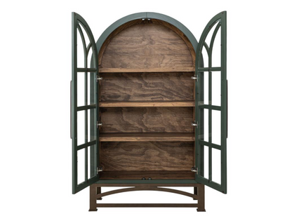 Clarksburg 42" Oval Pine + Glass Cabinet - Sage Green