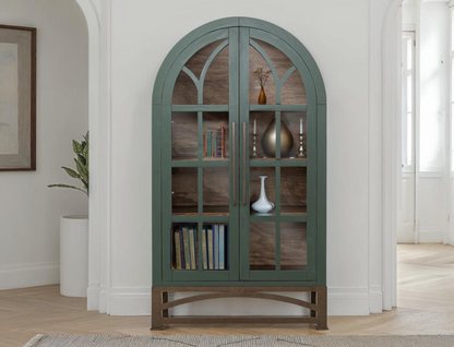 Clarksburg 42" Oval Pine + Glass Cabinet - Sage Green