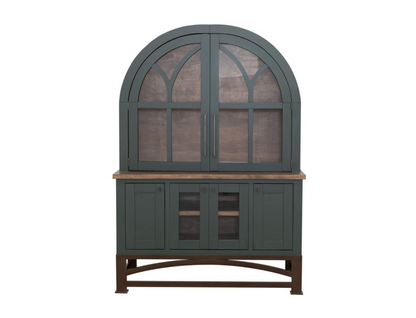 Clarksburg 49" 6 Door Pine + Glass 2 Hutch - Sage Green