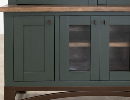 Clarksburg 49" 6 Door Pine + Glass 2 Hutch - Sage Green