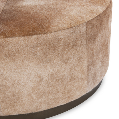 Anders 40" Round Cowhide Ottoman - Canyon Dust