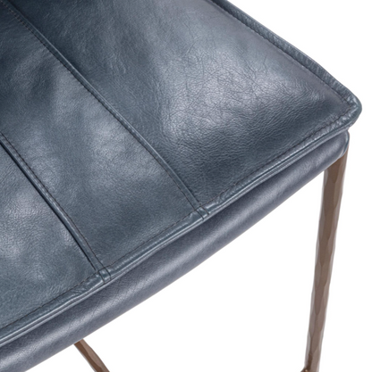 Wesley Top Grain Leather Bar Stool - Ocean Blue