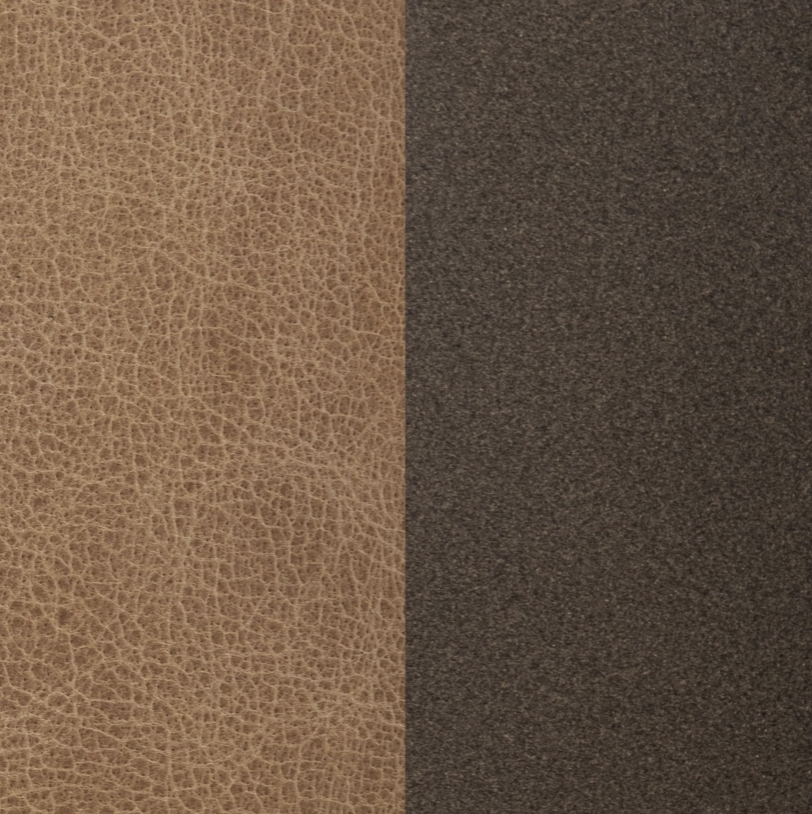 Clark 40" Round Top Grain Leather Ottoman - Chestnut