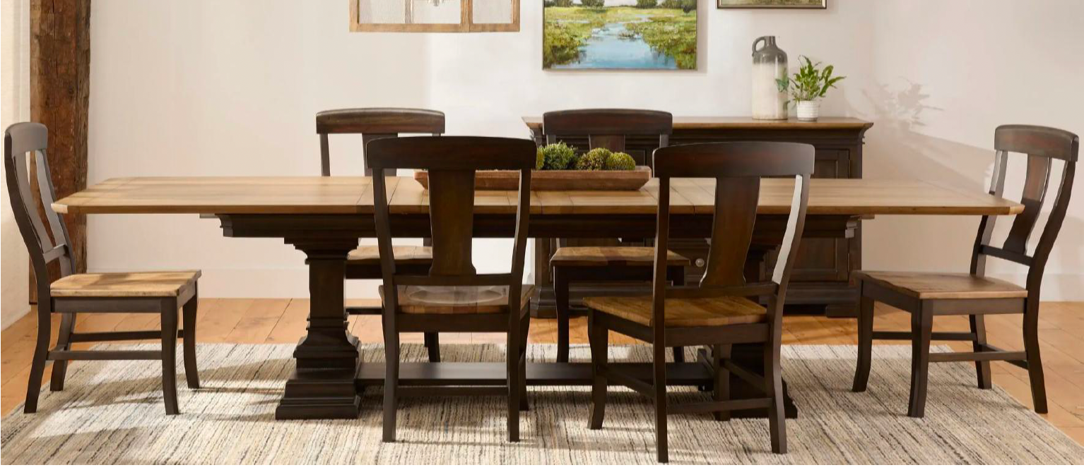 Lewis 80" - 116" Extension Dining Table - Natural + Charcoal