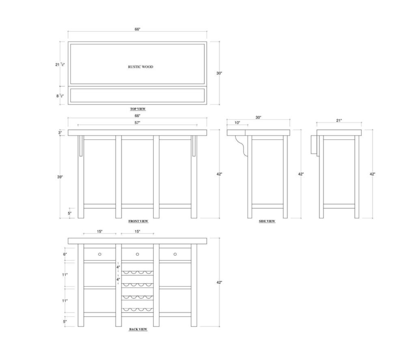 Carter 66" Teak Bar Cabinet