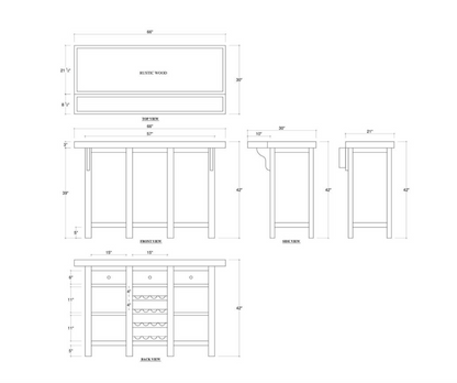Carter 66" Teak Bar Cabinet