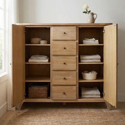 Sedona 56" 4 Drawer 2 Door Chest - Blonde Oak