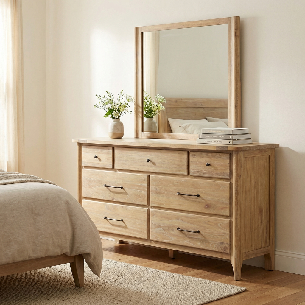 Sedona 68" 7 Drawer Dresser - Blonde Oak