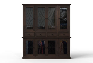 Morrison 80" 4 Door 4 Drawer Cabinet + Hutch  - Natural + Black