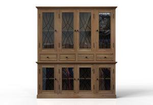Morrison 80" 4 Door 4 Drawer Cabinet + Hutch  - Natural + Gray