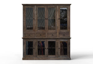 Morrison 80" 4 Door 4 Drawer Cabinet + Hutch  - Natural + Smoke