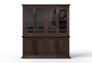 Bradshaw 80" 4 Door Cabinet & Hutch - Natural + Black