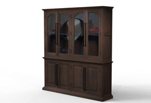 Bradshaw 80" 4 Door Cabinet & Hutch - Natural + Black