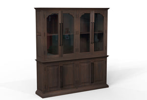 Bradshaw 80" 4 Door Cabinet & Hutch - Natural + Black