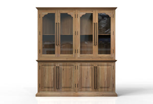 Bradshaw 80" 4 Door Cabinet & Hutch - Natural + Gray