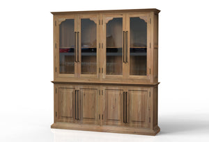 Bradshaw 80" 4 Door Cabinet & Hutch - Natural + Gray