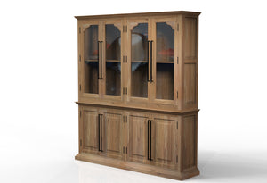 Bradshaw 80" 4 Door Cabinet & Hutch - Natural + Gray