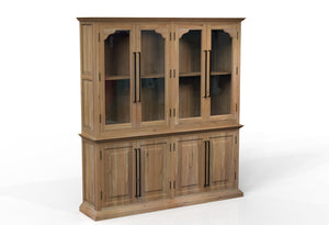 Bradshaw 80" 4 Door Cabinet & Hutch - Natural + Gray