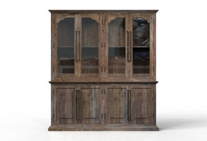 Bradshaw 80" 4 Door Cabinet & Hutch - Natural + Smoke