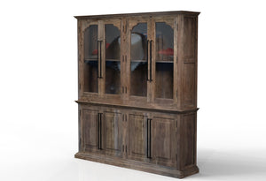 Bradshaw 80" 4 Door Cabinet & Hutch - Natural + Smoke