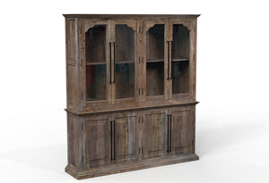 Bradshaw 80" 4 Door Cabinet & Hutch - Natural + Smoke